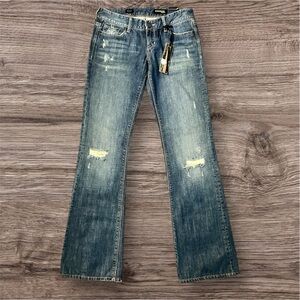 Express Stella regular fit low rise boot cut Women's Blue Jeans sz 0 nwt #002